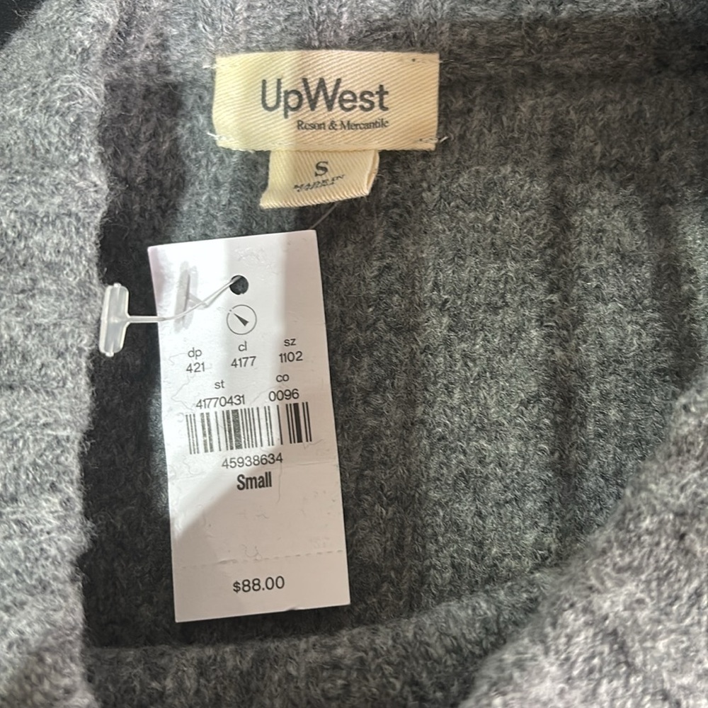 Upwest Wool Blend Textured,Rib Knit Cuff & Hemline,Winter Warm Pullover Sweater — image 6 of 8